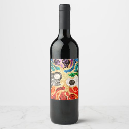 Mosaic Tree of life _ Yin Yang Wine Label
