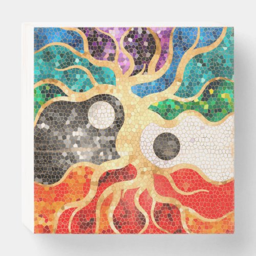 Mosaic Tree of life _ Yin Yang Wooden Box Sign