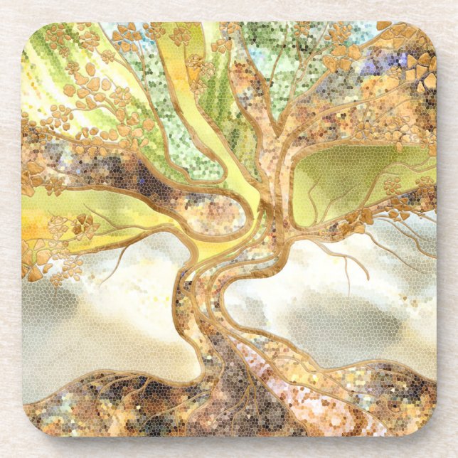 Mosaic Tree - Tree of life Beverage Coaster (Front)