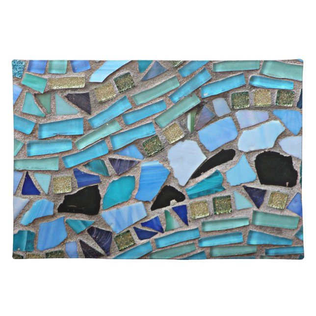 Mosaic turquoise pattern cloth placemat (Front)