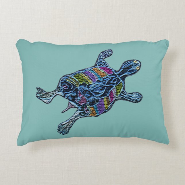 Mosaic Turtle Accent Pillow (Front)