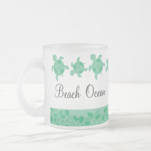 Mosaic Turtles Frosted Glass Coffee Mug