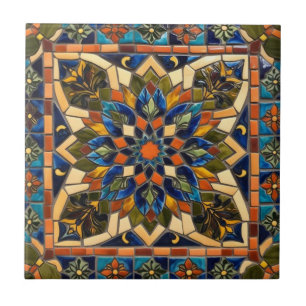 Mosaic vintage blue green decorative ceramic tile