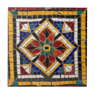Mosaic vintage yellow red decorative ceramic tile