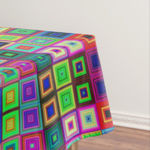 Mosaic Vivid Colors Abstract Greek Motives Tablecloth