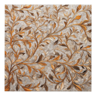 Mosaic wall art with leaves pattern