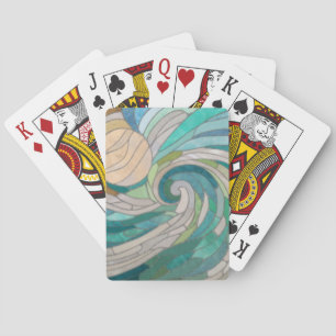 Mosaic Wave and Moon Poker Cards
