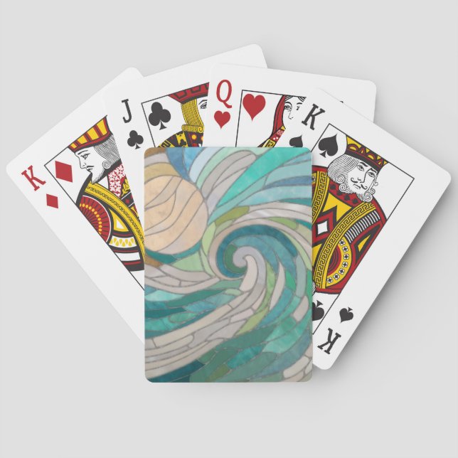 Mosaic Wave and Moon Poker Cards (Back)