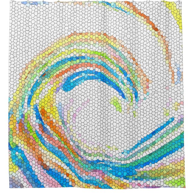 Mosaic Wave Design 35 Shower Curtain (Front)