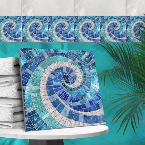 Mosaic Wave Spiral _ Ocean Tiles