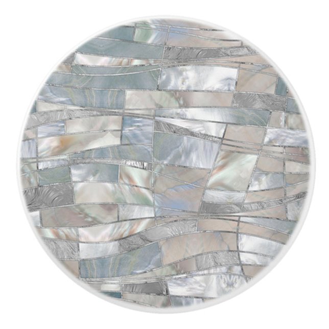Mosaic Waves Art - Just Pearl Ceramic Knob (Front)
