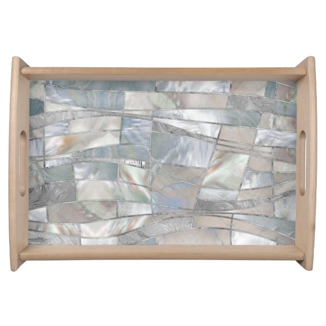 Mosaic Waves Art - Just Pearl Serving Tray (Front)