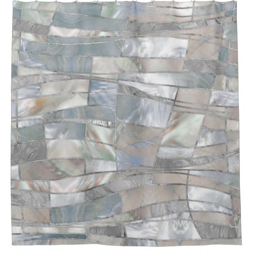 Mosaic Waves Art _ Just Pearl Shower Curtain