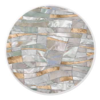 Mosaic Waves Art - Pearl And Pastel Gold Ceramic Knob by LoveMalinois at Zazzle