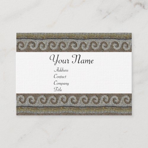 MOSAIC WAVES  light grey brown white linen Business Card