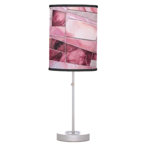 Mosaic Waves _ Pink Marble Abstract Table Lamp