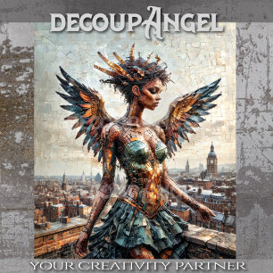 Mosaic Winged Angel Decoupage Tissue Paper