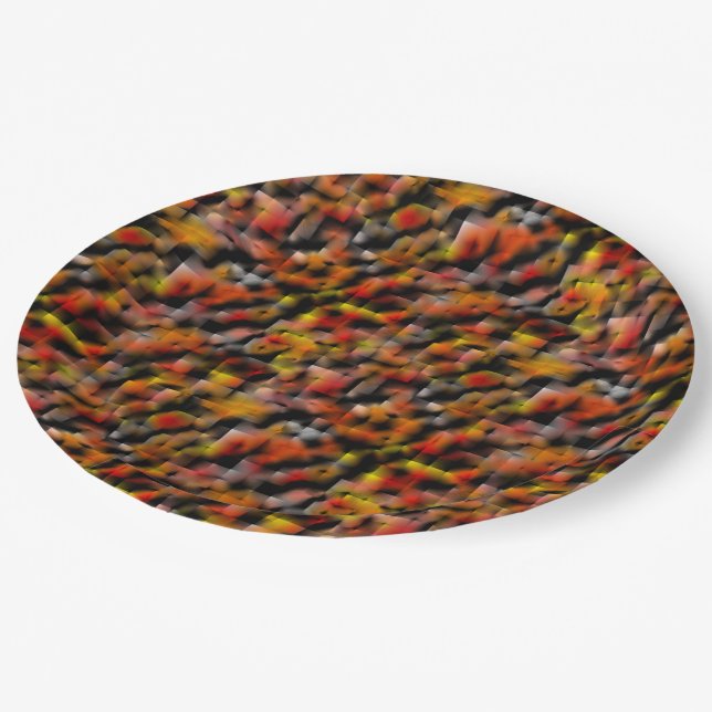 Mosaic with mix of red and carved gradient stains  paper plates (Angled)