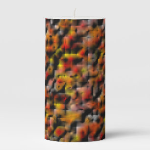 Mosaic with mix of red and carved gradient stains  pillar candle