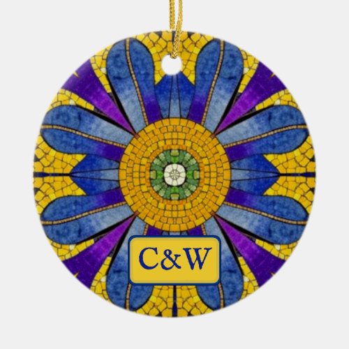 Mosaic with Roman Style Tiles _ your text on Ceramic Ornament