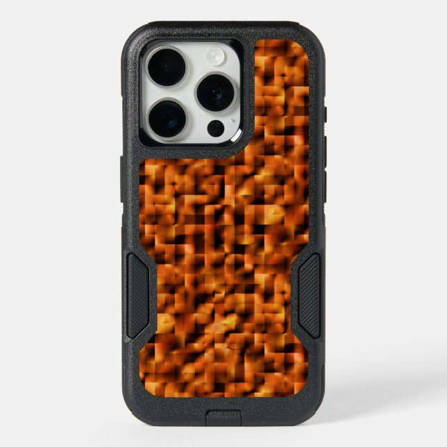 Mosaic with stains of deep red to orange gradient  iPhone 15 pro case (Back)