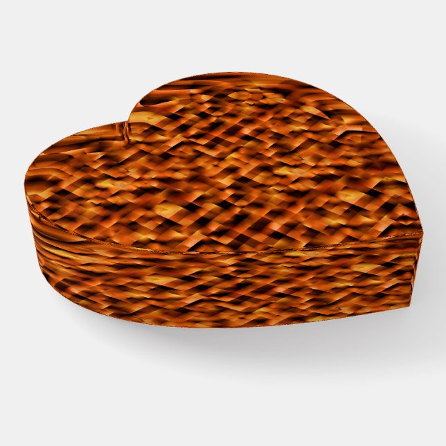 Mosaic with stains of deep red to orange gradient  paperweight (Angled)