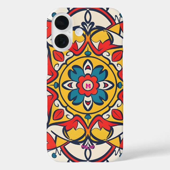 mosaic yellow red, Mandala-Pattern Case-Mate iPhone Case (Back)