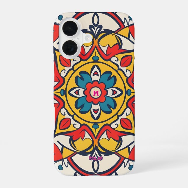 mosaic yellow red, Mandala-Pattern Iphone Case (Back)