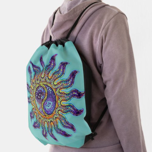 Mosaic Yin Yang Sun Drawstring Bag