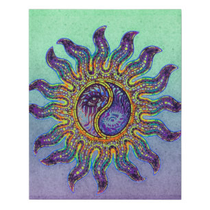 Mosaic Yin Yang Sun Faux Canvas Print