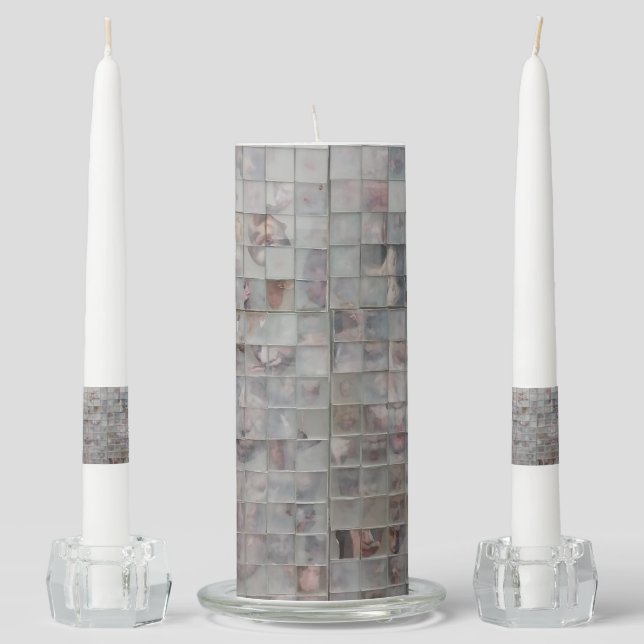 Mosaics art unity candle set (Front)