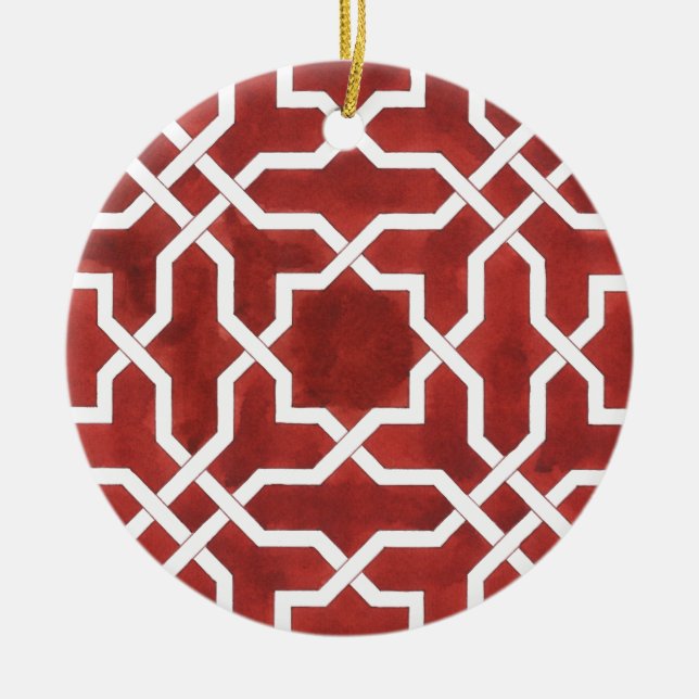 Mosaïque andalouse rouge ALHAMBRA Ceramic Ornament (Front)