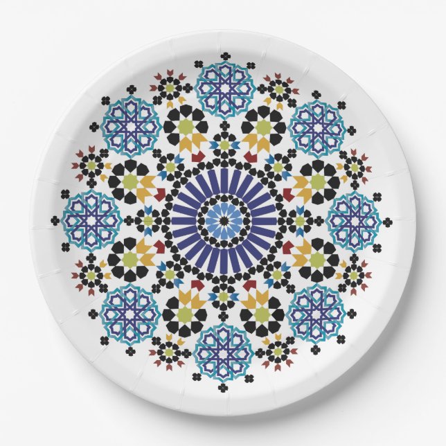 Mosaïque Marocain ! Zellige Marocain Paper Plates (Front)