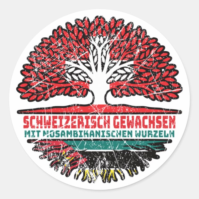Mosambik Mosambikanisch Schweizer Schweiz Baum Classic Round Sticker (Front)