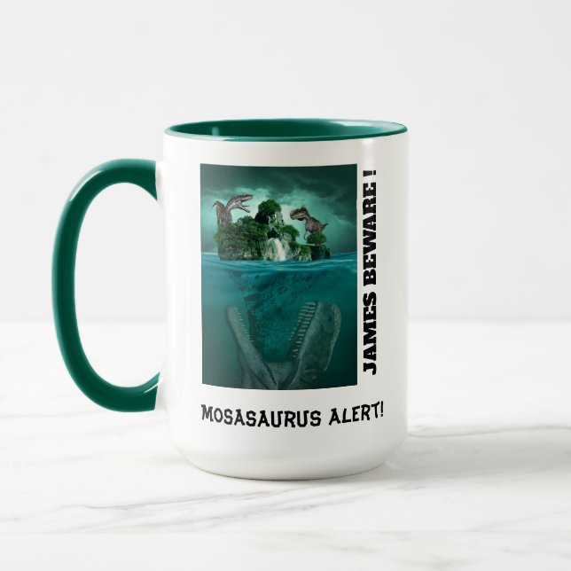 Mosasaurus Alert! Dinosaur Attack Mug (Left)