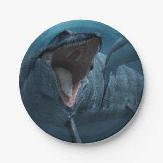 Mosasaurus chasing shark paper plates
