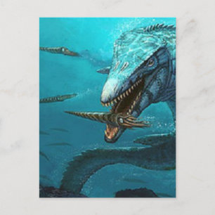 Mosasaurus hunting postcard
