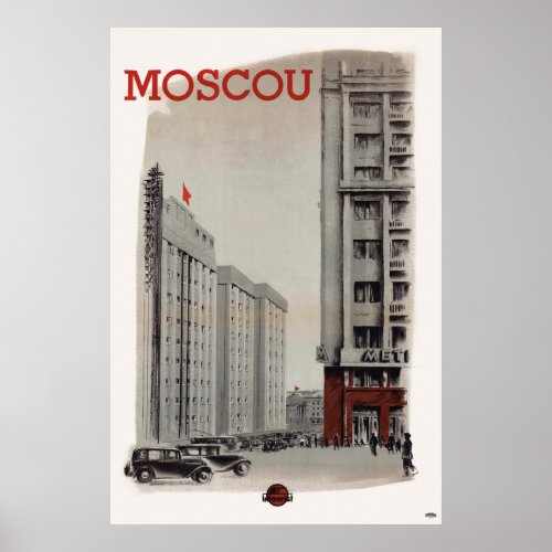 Moscou Moscow USSR Vintage Poster 1936
