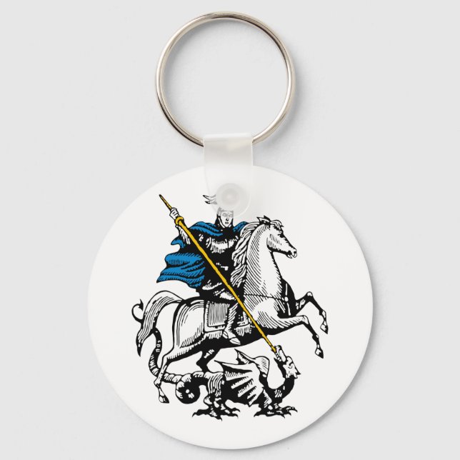 Moscow city Russia flag symbol saint george Keychain (Front)