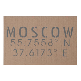 Moscow Latitude Longitude Faux Canvas Print