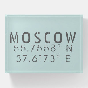 Moscow Latitude Longitude Paperweight