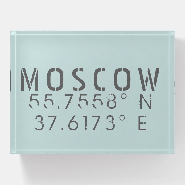 Moscow Latitude Longitude  Paperweight (Front)