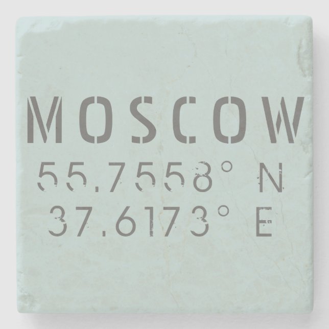 Moscow Latitude Longitude Stone Coaster (Front)