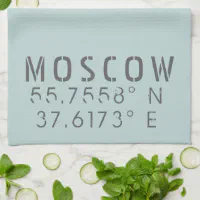 City, State, Coordinates Tea Towel - Personalized Kitchen Towel