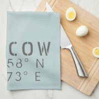 City, State, Coordinates Tea Towel - Personalized Kitchen Towel