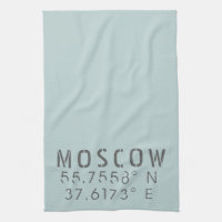 City, State, Coordinates Tea Towel - Personalized Kitchen Towel