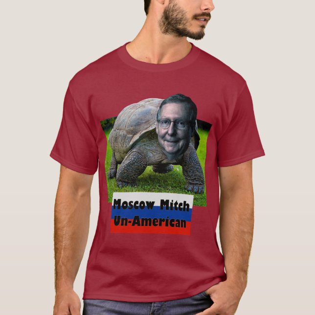 Moscow Mitch is Un-American, Turtle, Flag, ZFJ T-Shirt (Front)