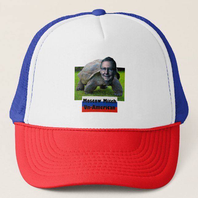 Moscow Mitch is Un-American, Turtle, Flag, ZFJ Trucker Hat (Front)