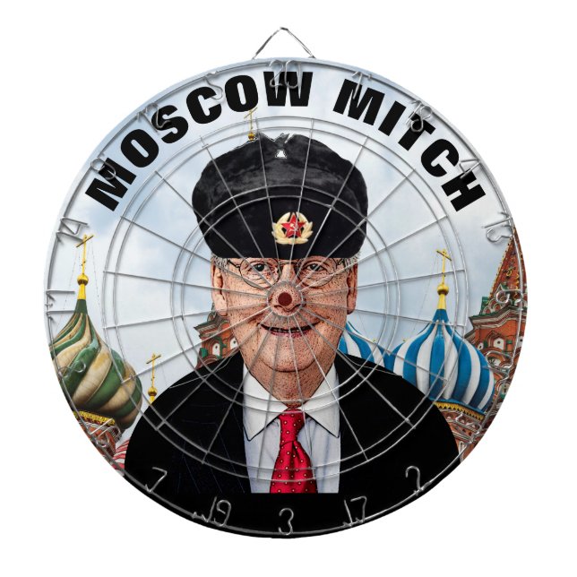 Moscow Mitch McConnell in Russian Hat Dart Board (Front)