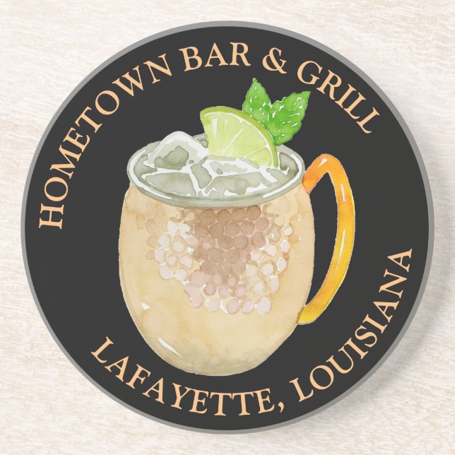 Moscow Mule Cocktail Personalized Coaster (Front)